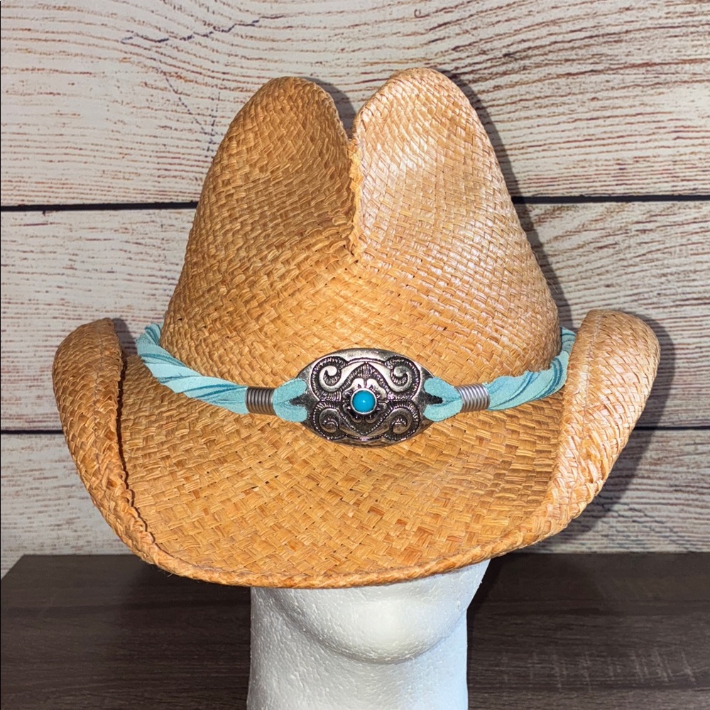 Pre Owned Women’s Scala Straw Hat with Blue Band